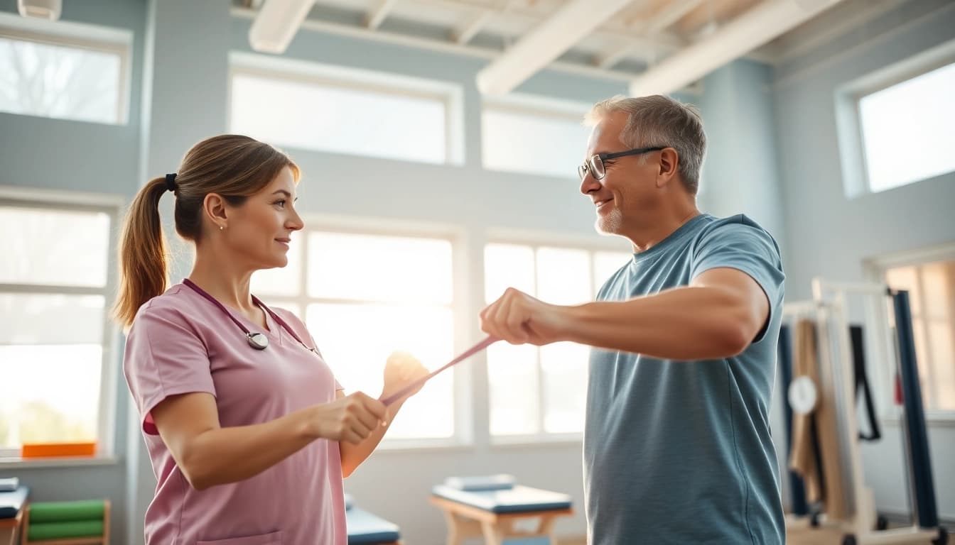 Engaged physical therapy session at Health in Motion Rehabilitation, highlighting personalized care.