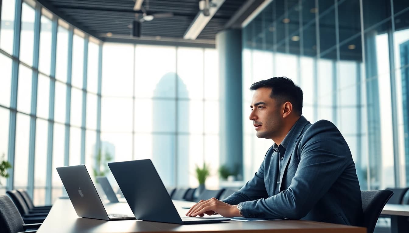 Visual representation of the business setup in Dubai scene with modern office environment depicting professional consultations.