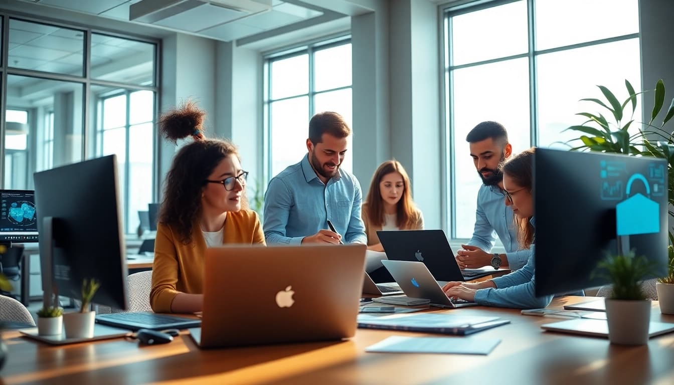 Outsourced IT Support Tampa team collaborating in a modern office.