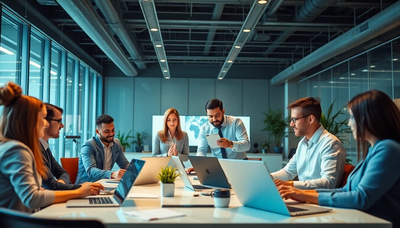 Enhance productivity with an enterprise assistant in a collaborative office environment.