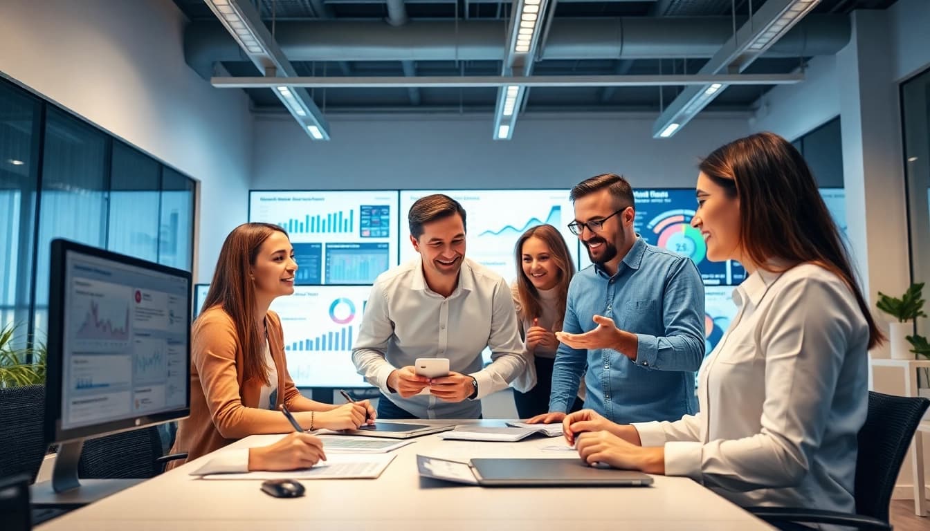 Optimizing strategies with an experienced SEO Agentur team in a modern office setting.