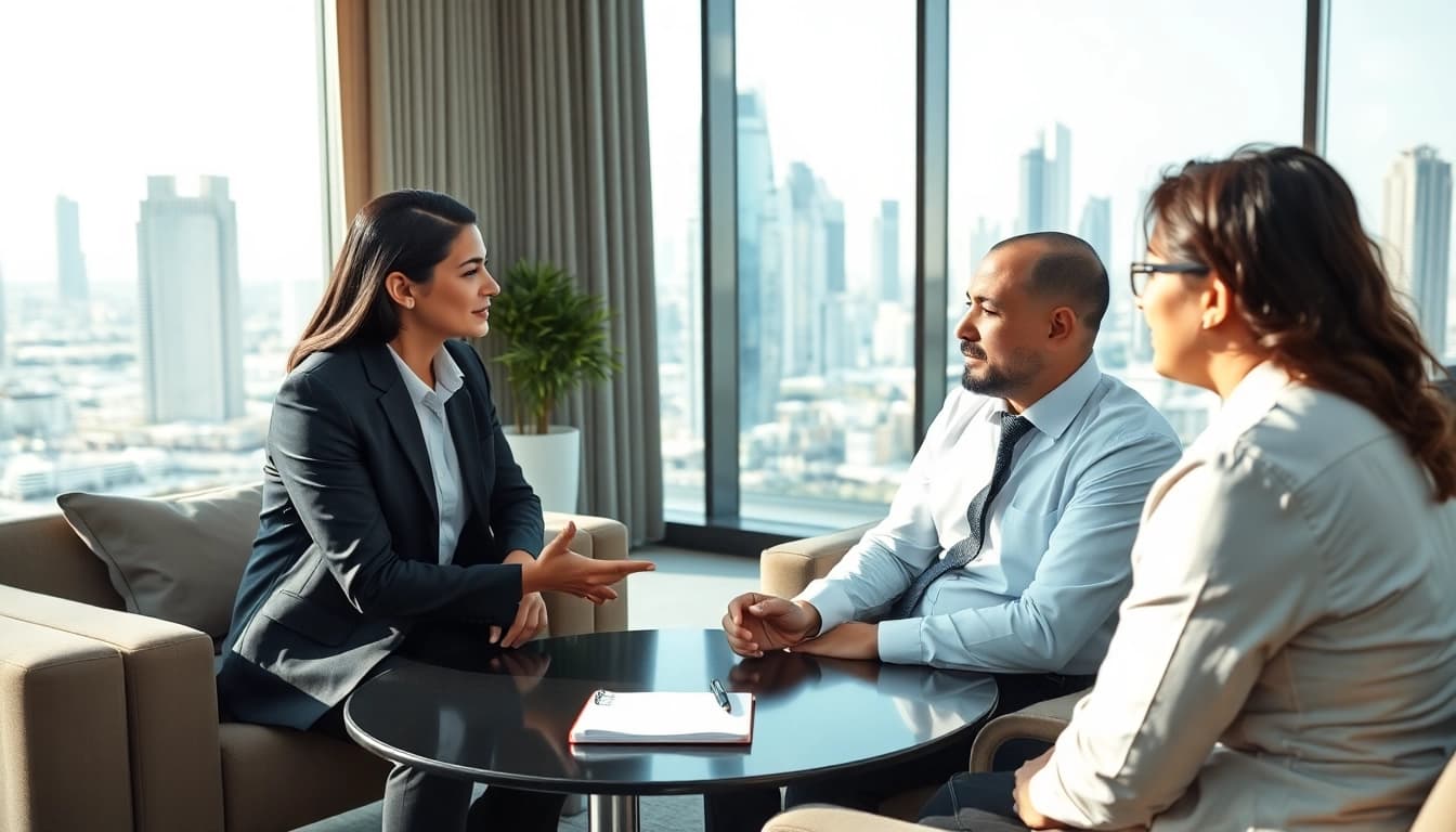 Consultation by a top psychiatrist in dubai in a modern office setting.
