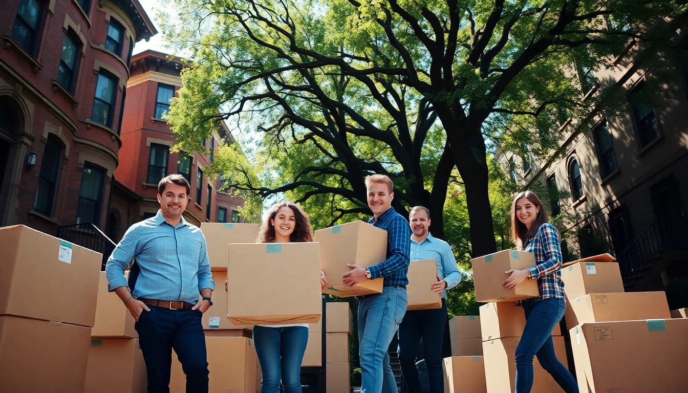 Movers helping a family in Boston, showcasing a reliable boston moving company in action.