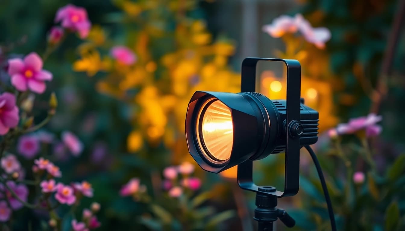 Verhoog de veiligheid met een led straler die een heldere lichtstraal werpt op een tuin.
