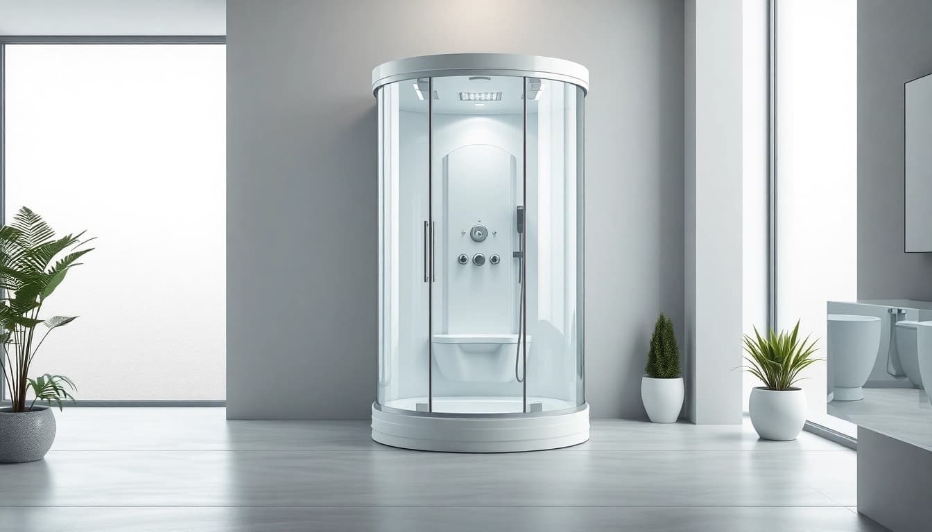 Explore the sleek sirhona shower cabin in a modern bathroom setting.