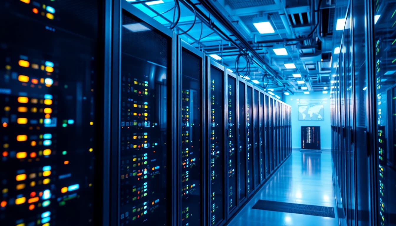 Enhance website speed and security with CDN with DDoS Protection in a high-tech server context.