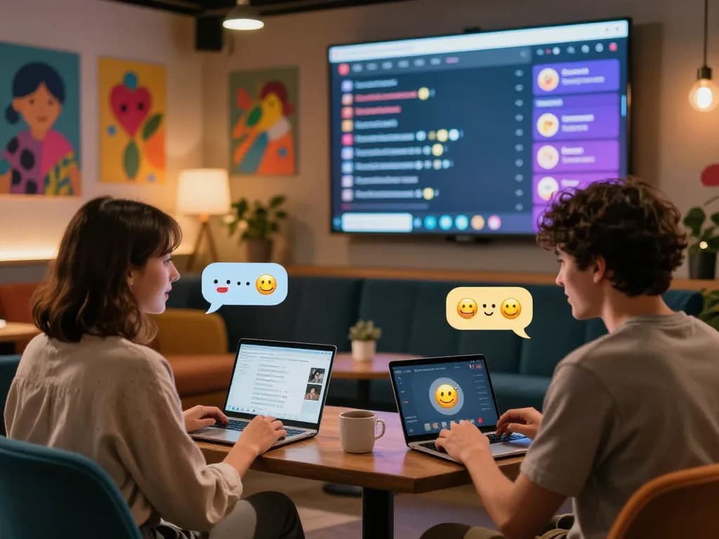 Engaging conversation on spicychat in a vibrant digital lounge.