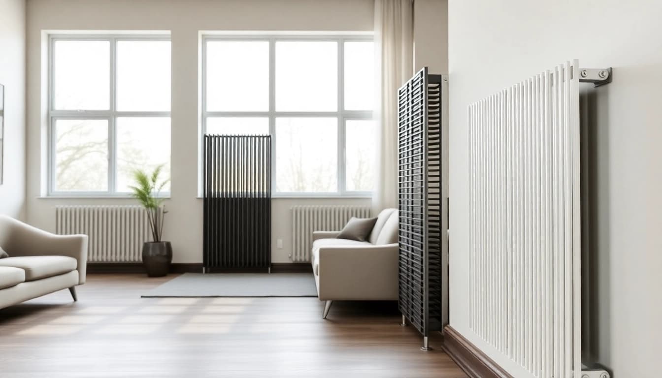 Heizkörper kaufen: elegante Heizkörper in stilvollem Wohnraum präsentieren modernes Design.
