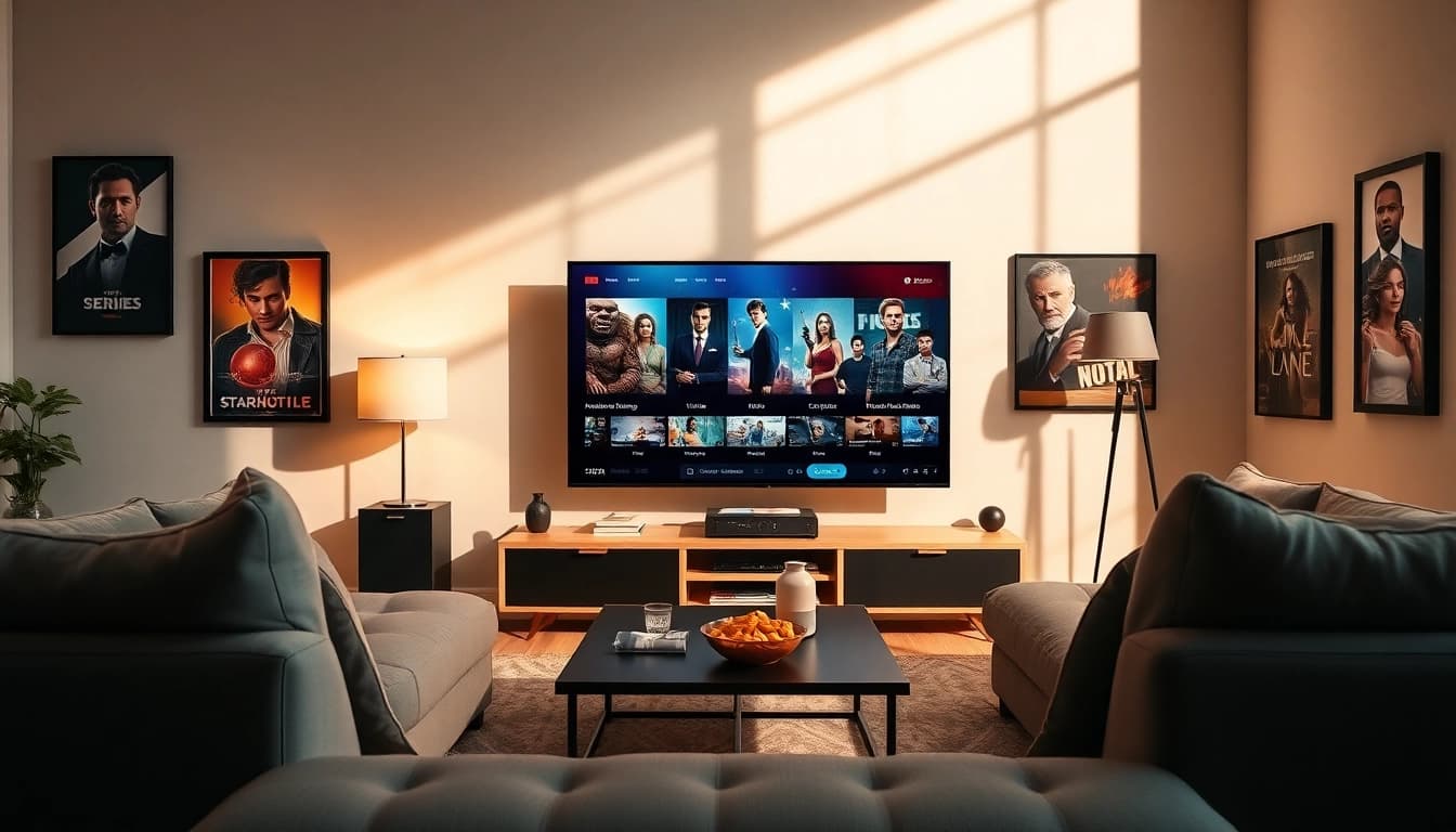 Watch full episodes online in a cozy home entertainment setup with modern decor.