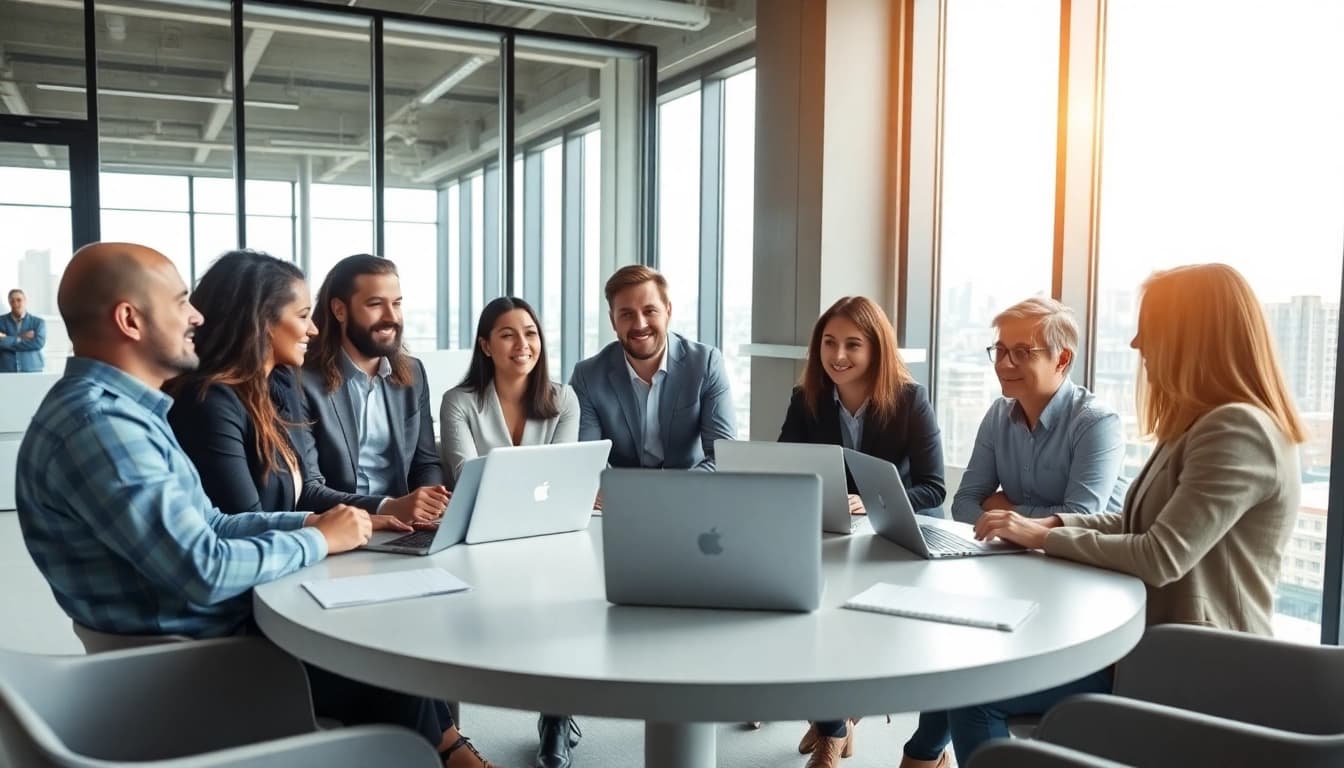 Enhance your group management skills in a dynamic office setting with engaged professionals.