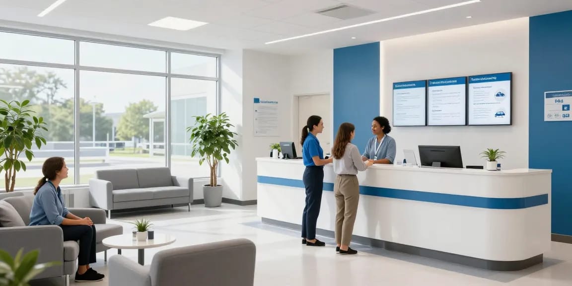 Health insurance for truck drivers: Trustworthy healthcare services and patient care in a modern clinic environment.