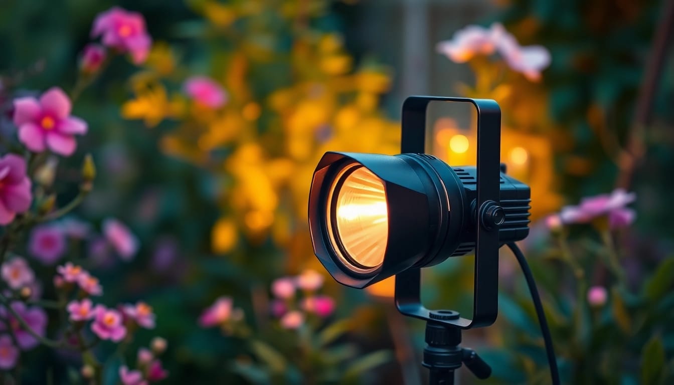 Verhoog de veiligheid met een led straler die een heldere lichtstraal werpt op een tuin.