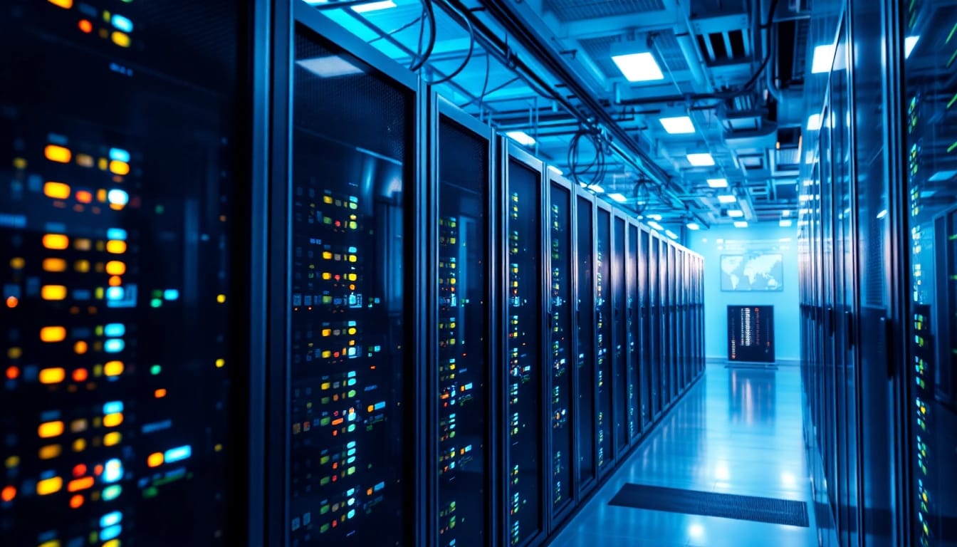 Enhance website speed and security with CDN with DDoS Protection in a high-tech server context.