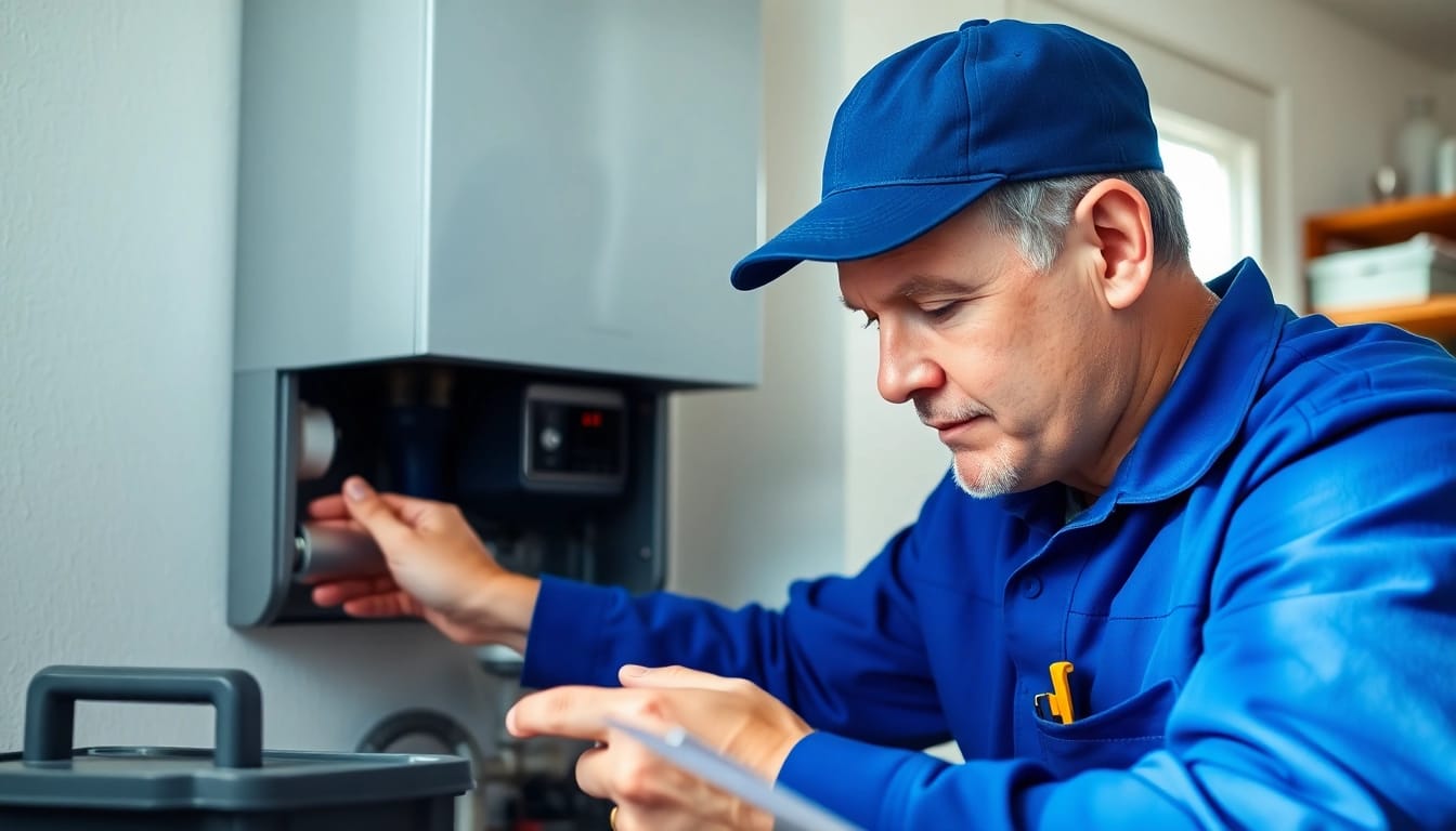 Gas engineer bristol skillfully installing a gas boiler in a contemporary home setting.