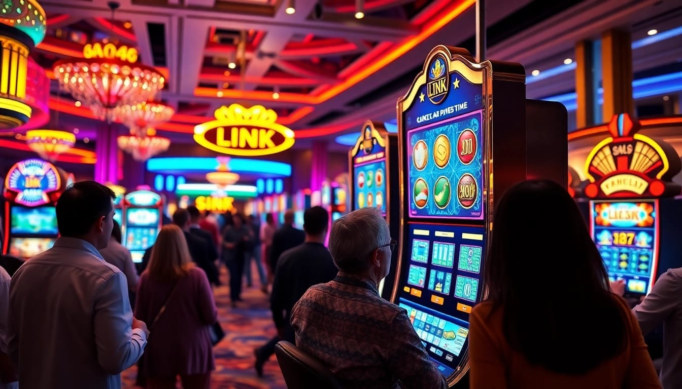 Experience the thrill of the link slot demo machine at an energetic casino atmosphere.