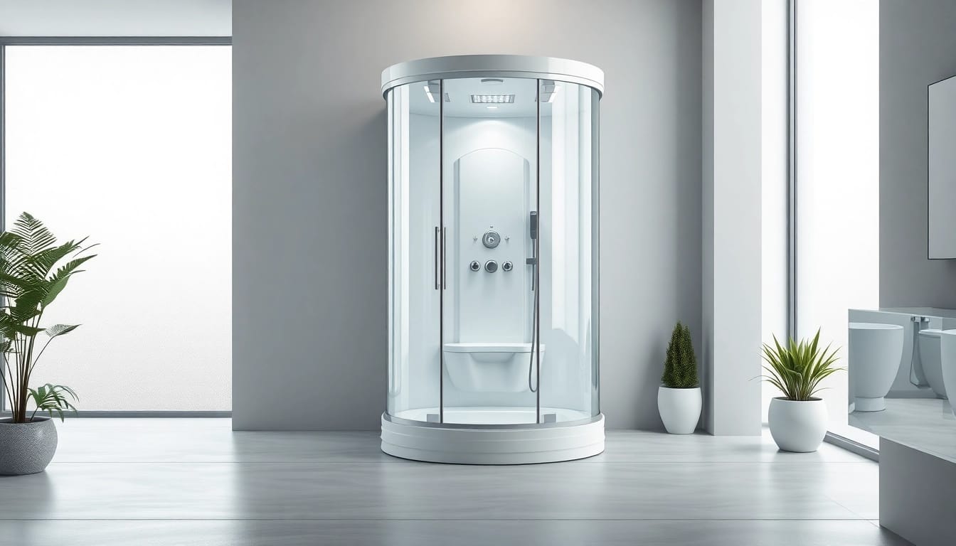 Explore the sleek sirhona shower cabin in a modern bathroom setting.