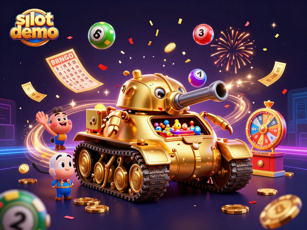 Menggulung di slot demo, tank keong emas dengan kasino mini menembakkan koin dan konfeti.