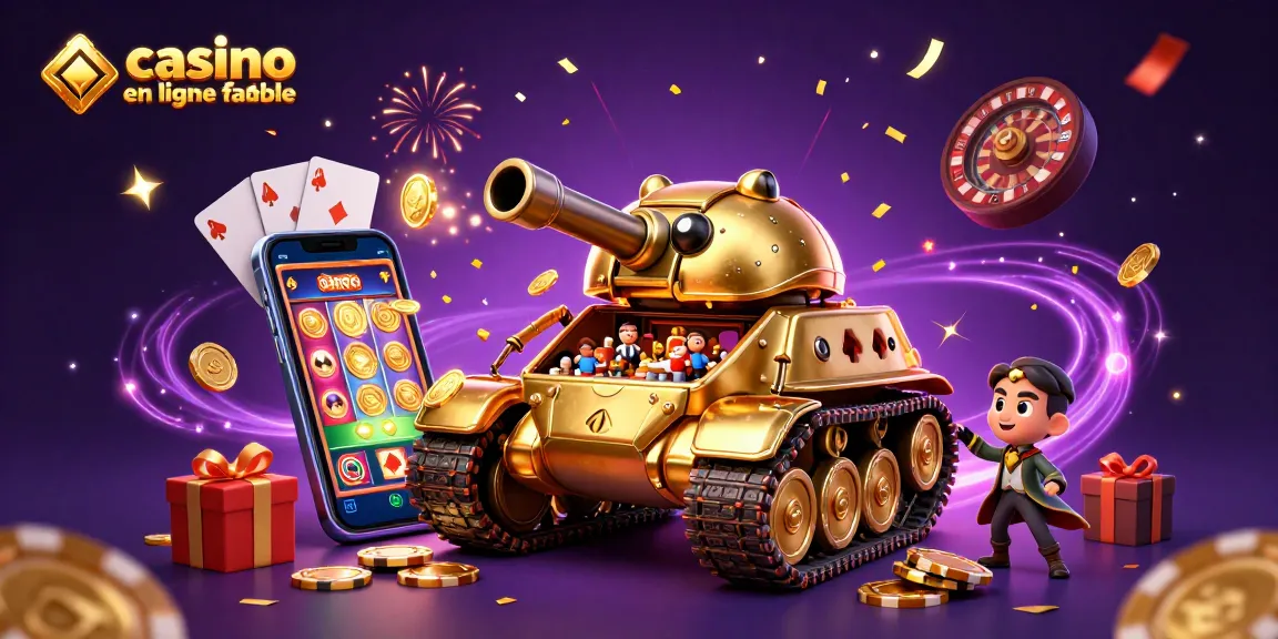 Jouer dans un casino en ligne fiable avec des confettis et des jetons d'or tombant autour