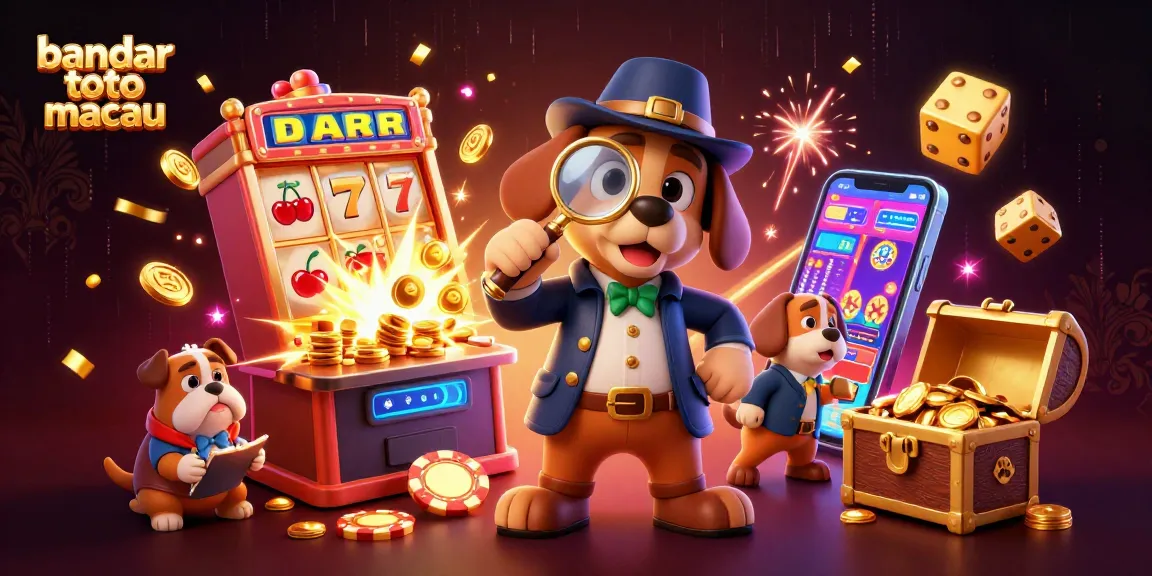 Engage with bandar toto macau's thrilling casino scene featuring cartoon detectives and vibrant games.