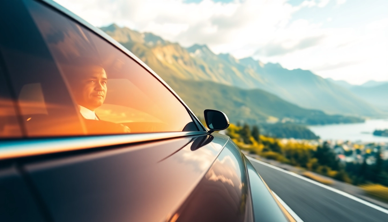 Experience the vancouver to seattle car service in a luxurious limousine against a stunning natural backdrop.