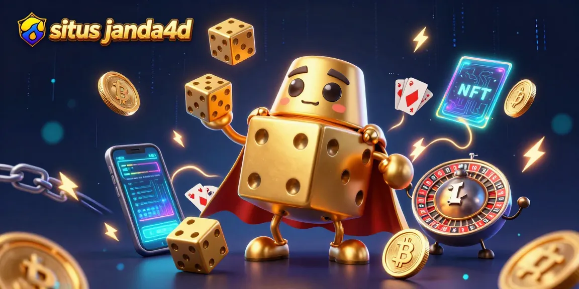 Memainkan situs janda4d dengan dadu emas 3D dan elemen cryptocurrency yang menarik.