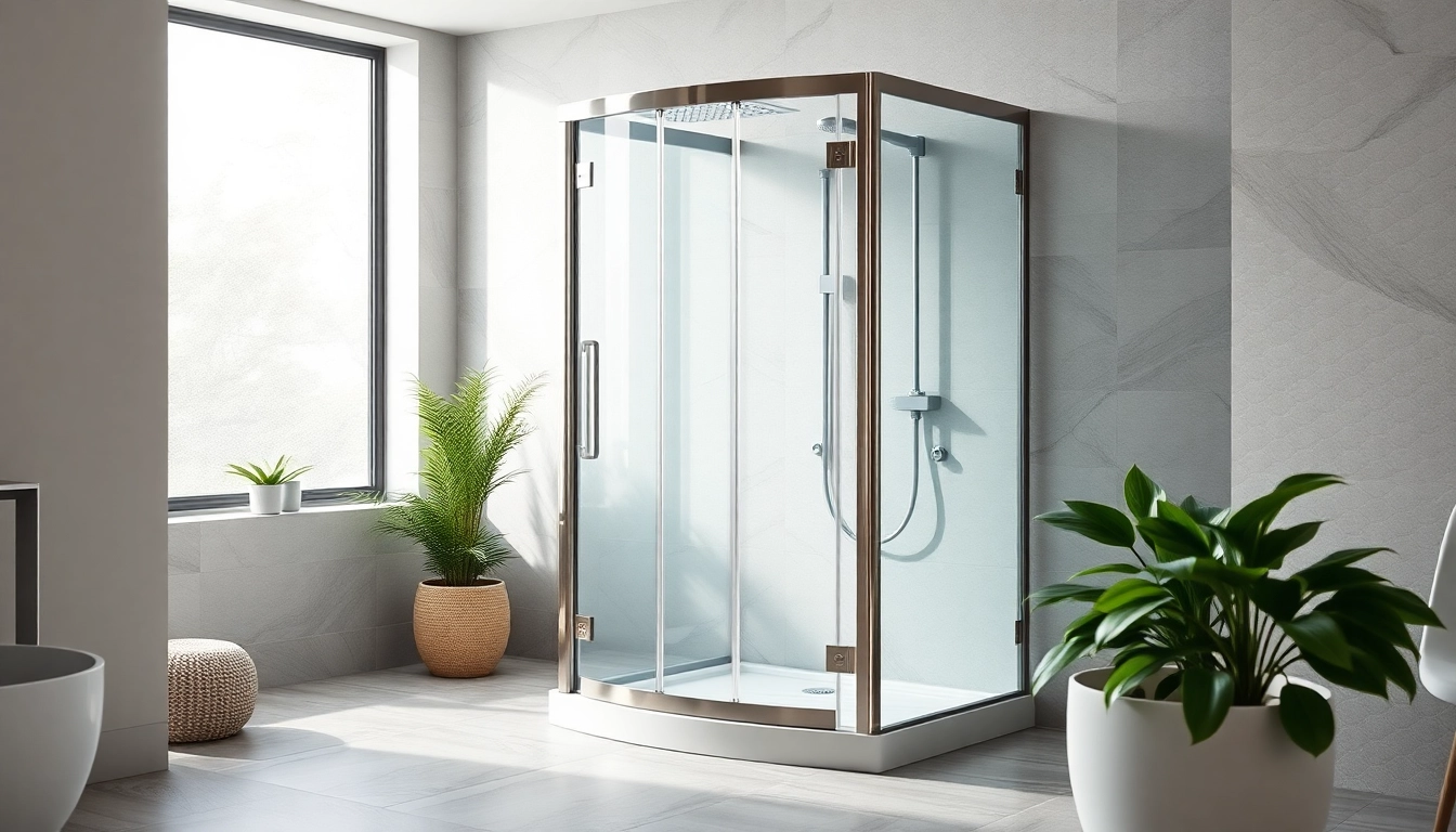 Duschkabine 90x90 in modernem Badezimmer mit eleganten Glaswänden und chromatischer Ausstattung