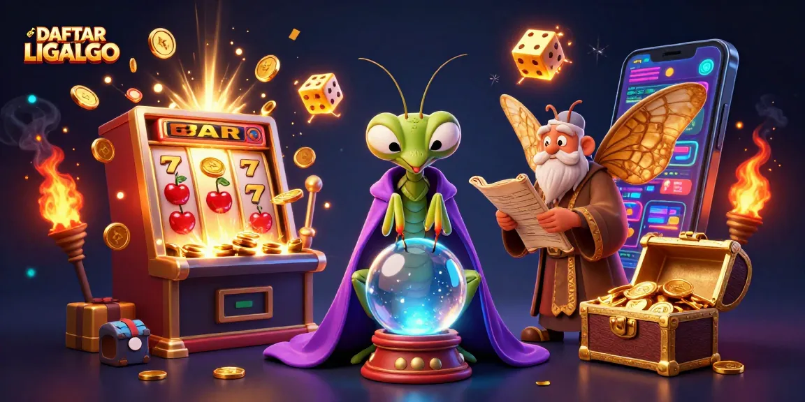 Engage with DAFTAR LIGALGO's vibrant slot scene featuring fortune tellers and winning symbols.