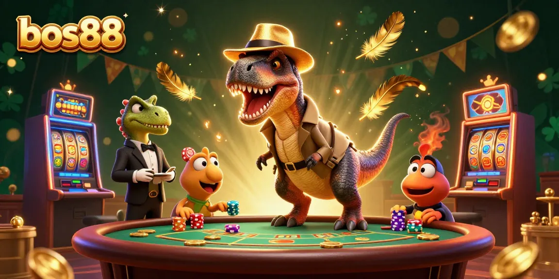 bos88 menunjukkan velociraptor di blackjack dengan efek visual menghasilkan suasana kasino yang menyenangkan.