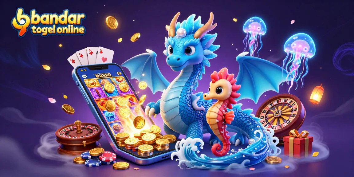 Experience thrilling jackpots at bandar togel online with a dynamic scene of a dragon and gaming elements.