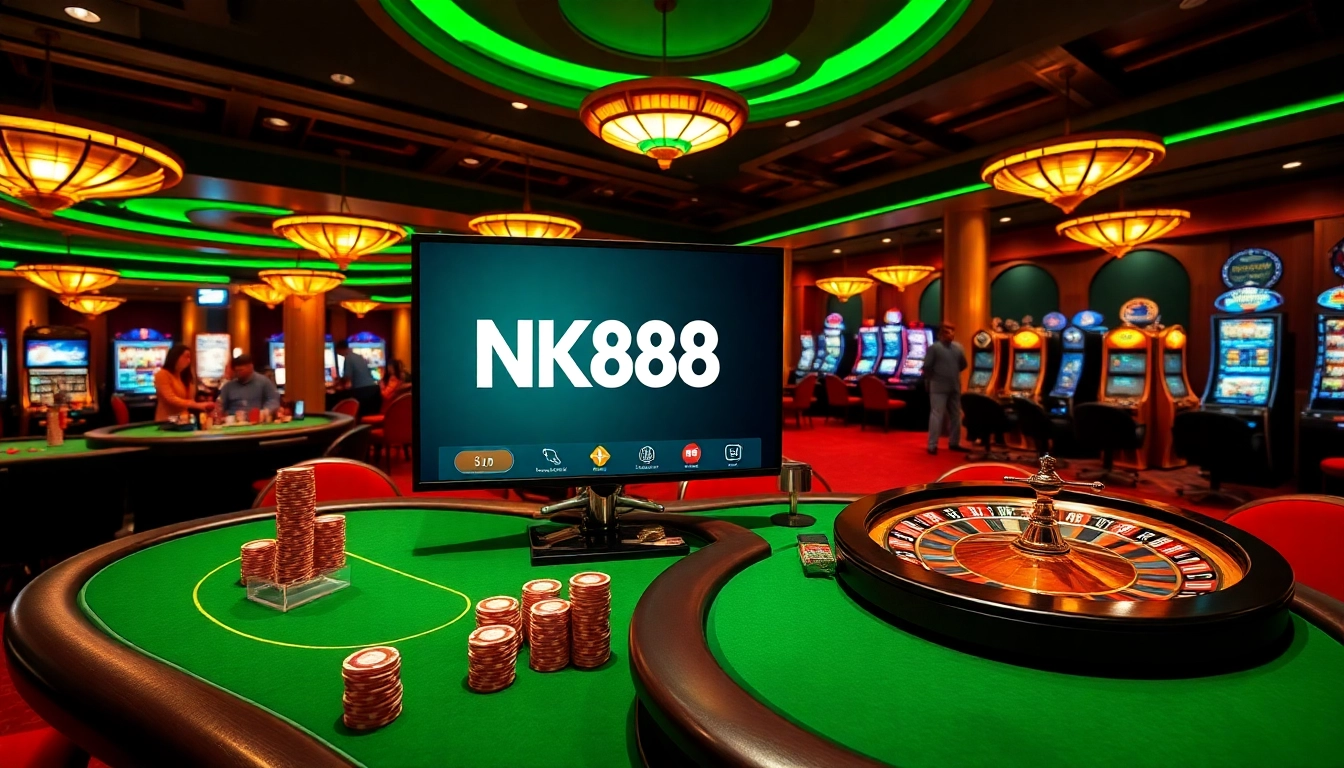 NK88 online gaming platform showcasing live casino action and modern gambling interfaces.