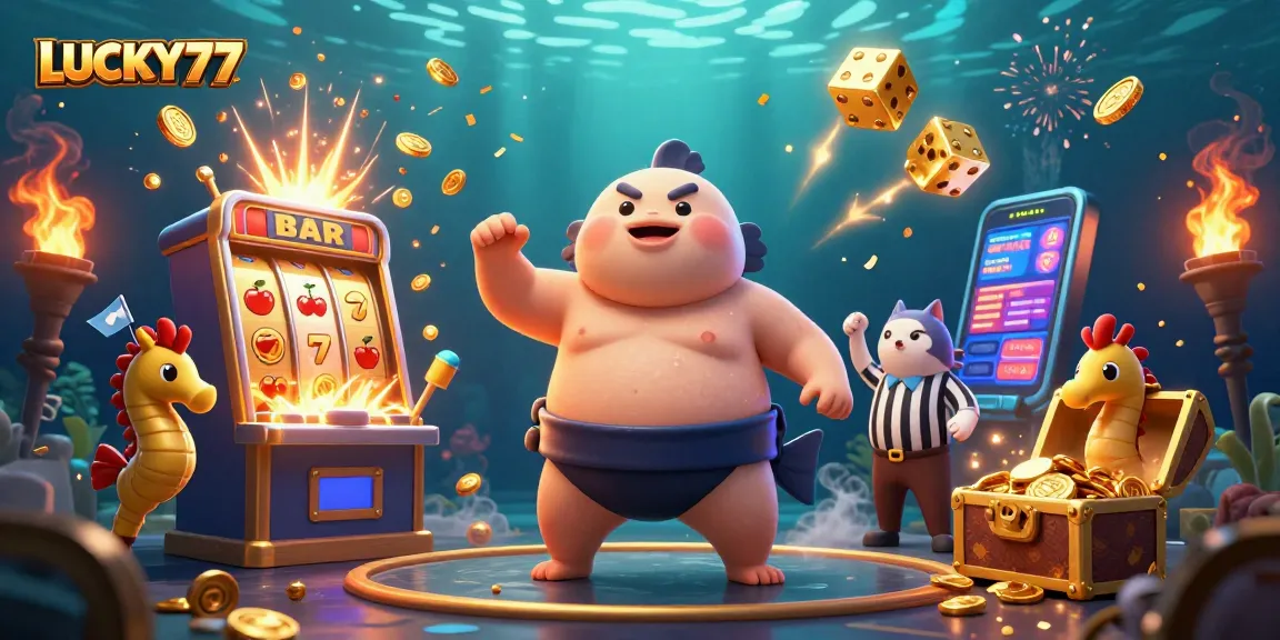 Experience LUCKY77 thrills with an underwater casino collection of vibrant characters and game elements.