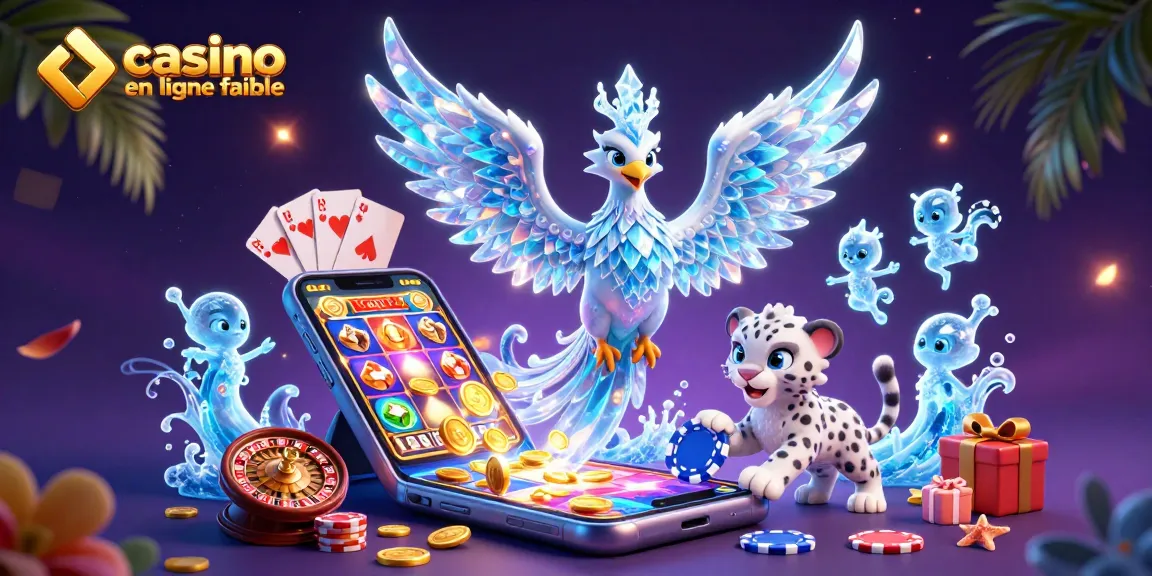 Jouez à des jeux de casino en ligne fiable avec une illustration dynamique et colorée mettant en avant un phoenix de glace et un tigre de neige.