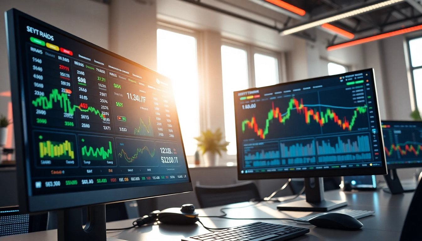 Showcasing crypto trading metrics and graphs in a modern workspace environment.