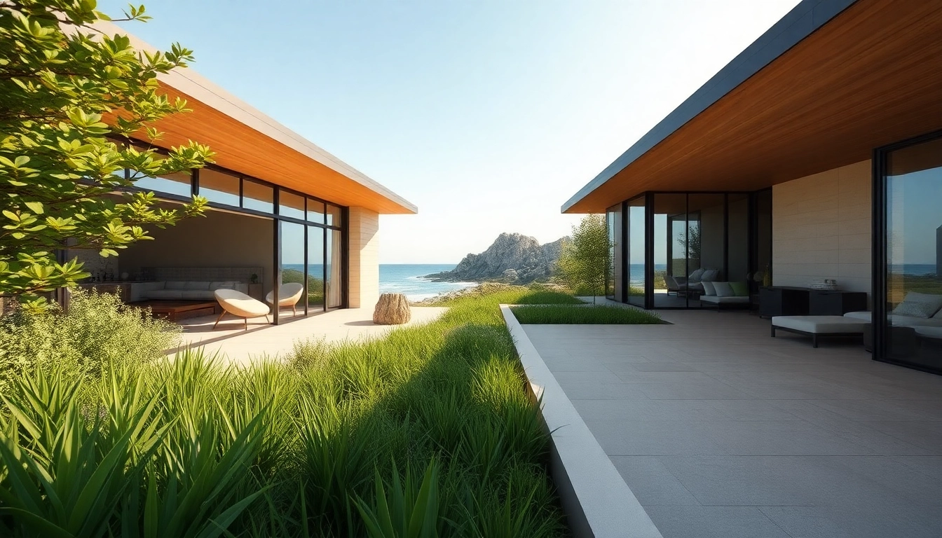 A stunning architectural view of Orleans Cape showcasing modern design against a beautiful coastal background.