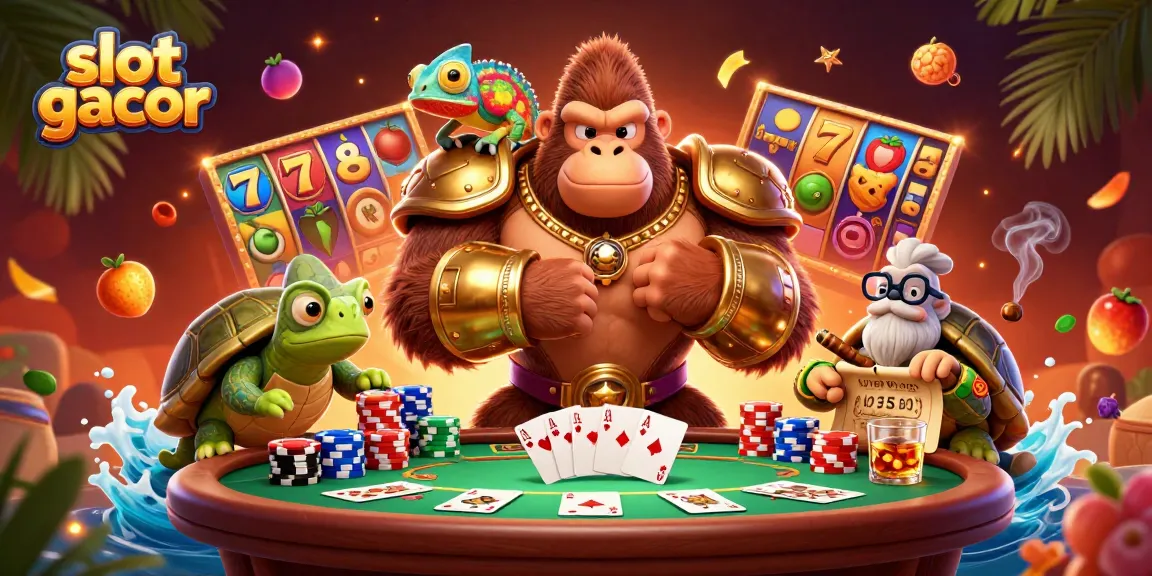 Experience the excitement of slot gacor with vibrant characters and dynamic game elements in a colorful casino scene.