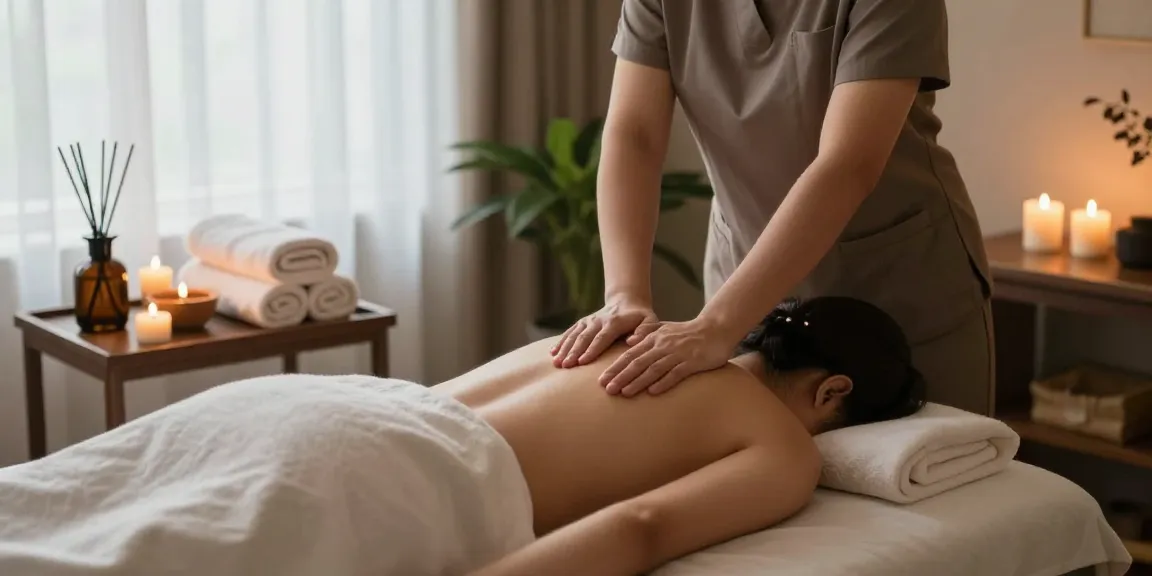 Swedish massage experience at https://www.makangs.com/ showcasing a peaceful massage room with calming elements.
