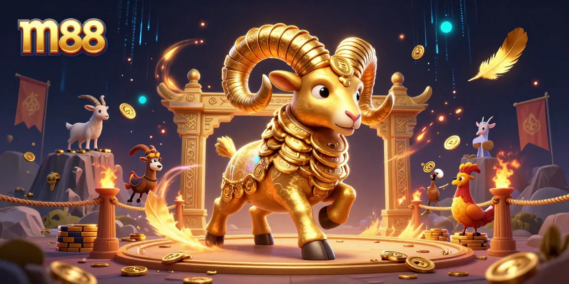 Experience thrilling cockfighting entertainment at m88, where the golden ram charges through the arena.
