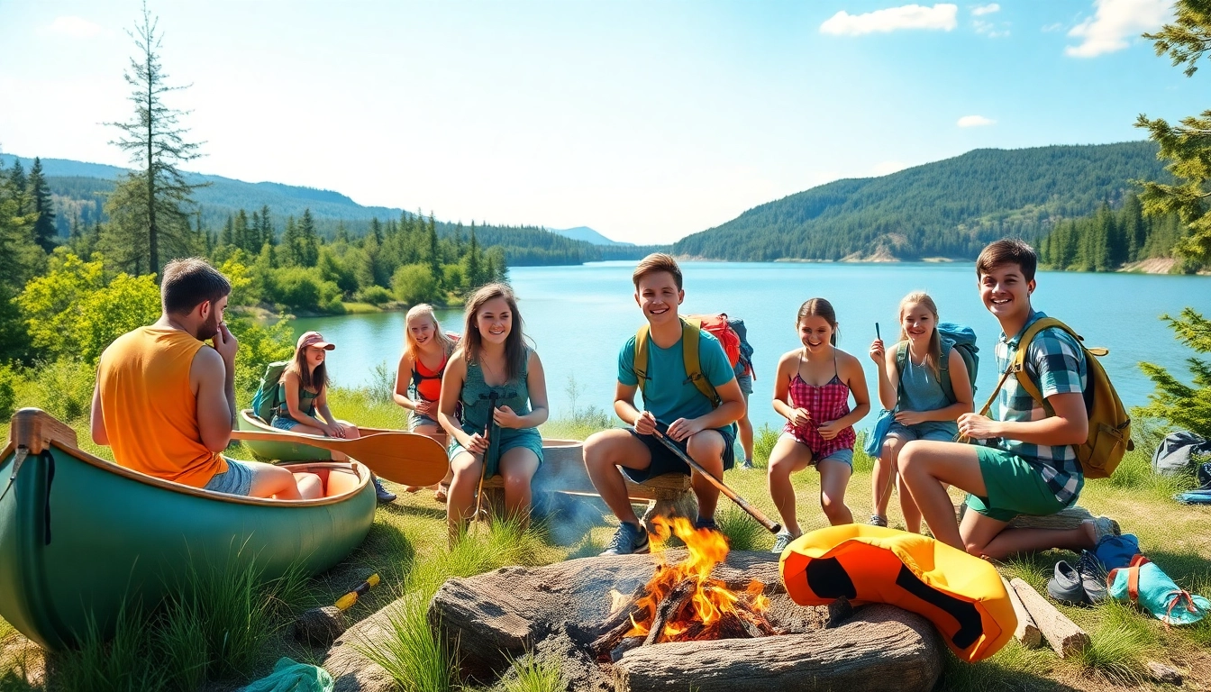 Teens enjoying various activities at a vibrant teen summer camp on a sunny day.