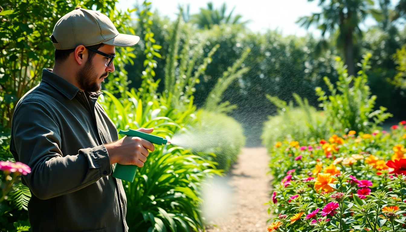Apply low chemical bug control solutions in a sustainable garden environment for pest management.