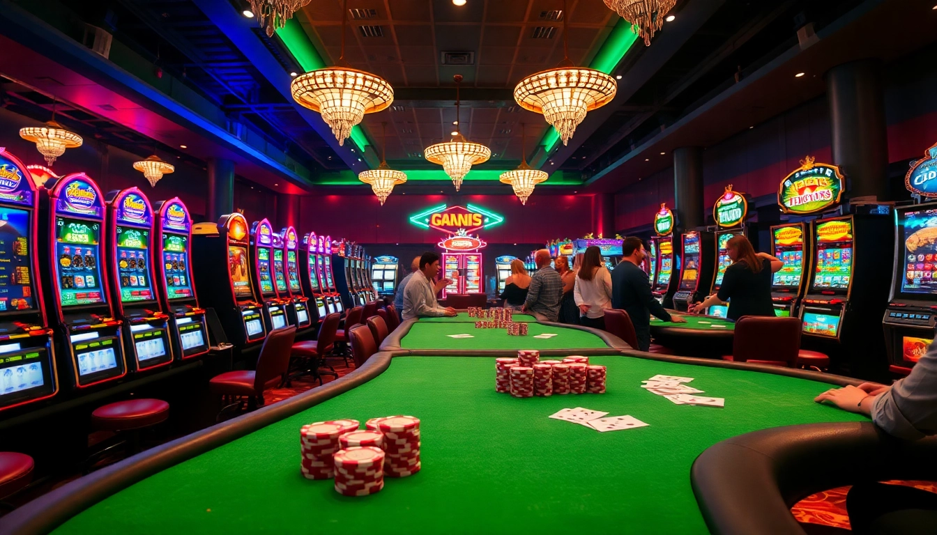 Reddit enthusiasts engaging in a vibrant casino gaming scene with neon lights.