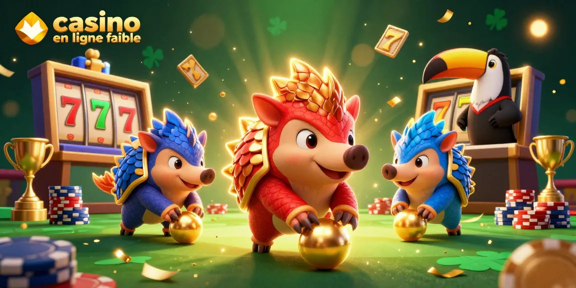 Jouez dans un casino en ligne fiable avec deux pangolins rivaux au cœur d'un jeu de machines à sous.