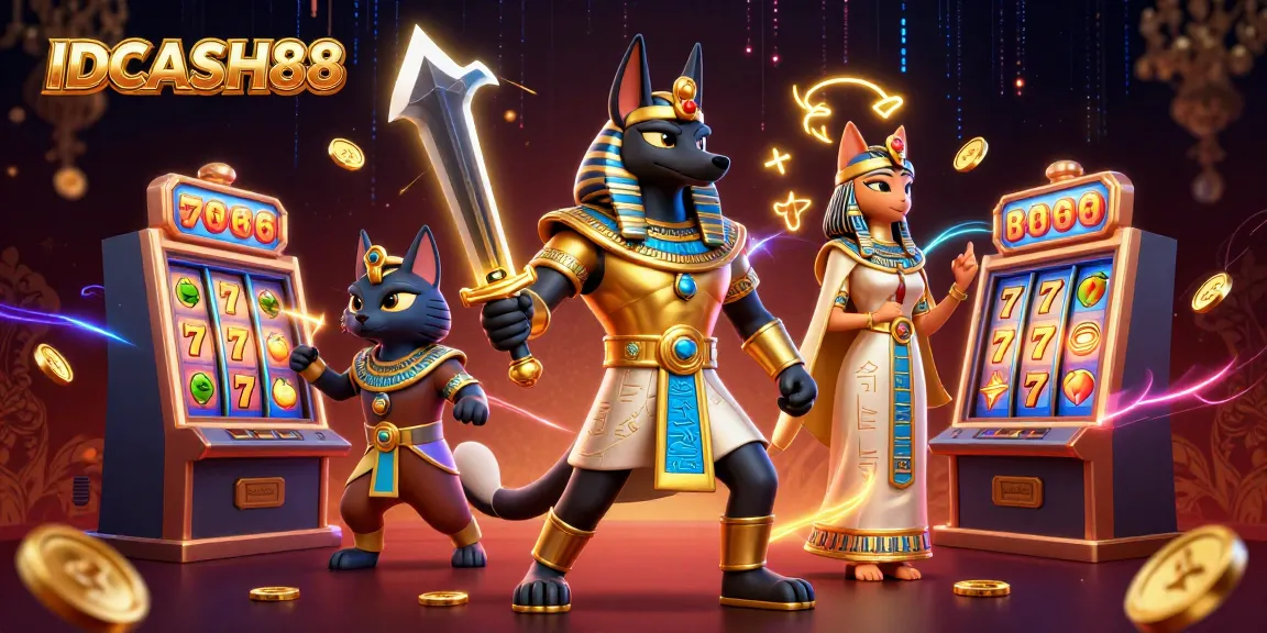 IDCASH88 showcases excitement with 3D ancient Egyptian characters in an immersive casino environment.