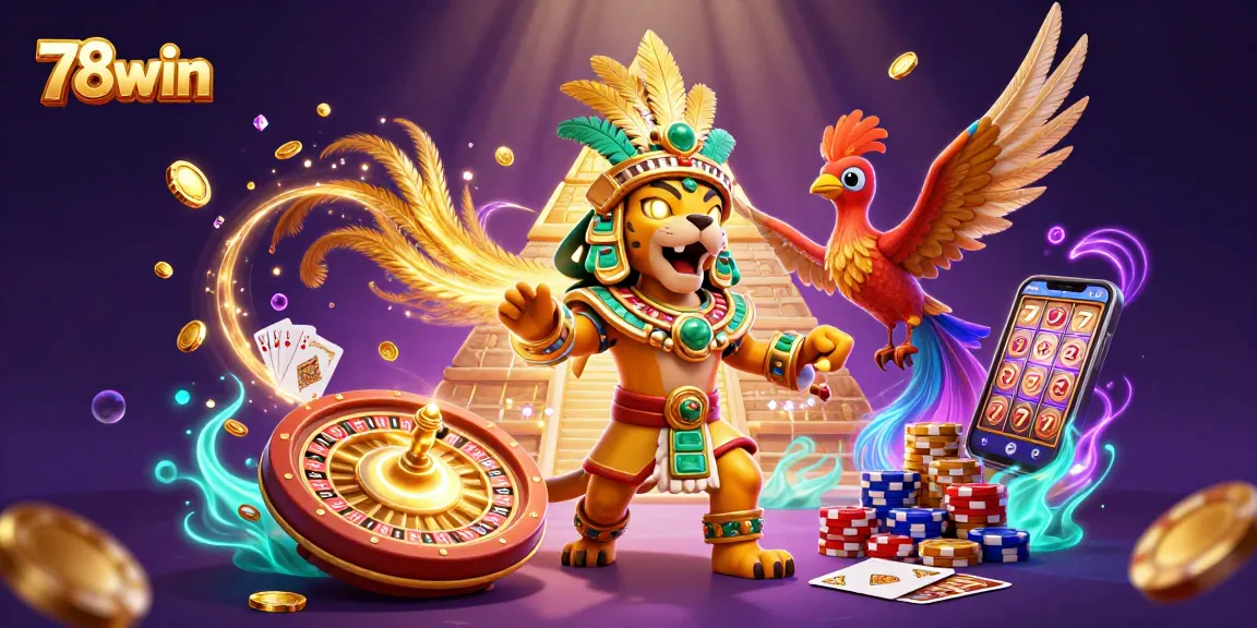 Engage with 78win's vibrant casino scene featuring Mayan themes and classic gaming elements.