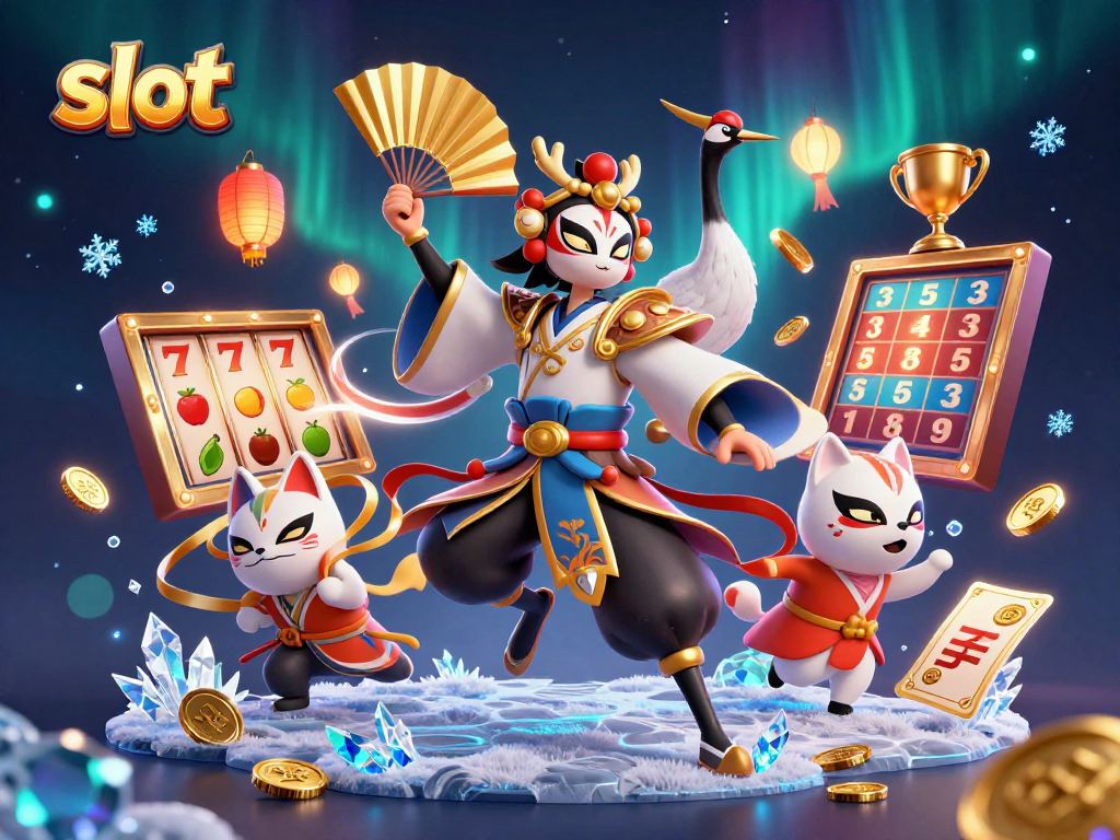 Spin slot reels and enjoy a vibrant kabuki warrior scene filled with gold and excitement.