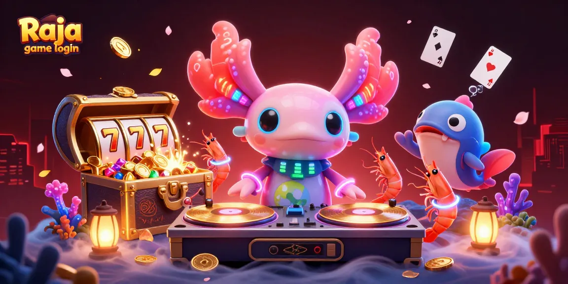 Engage with the vibrant Raja game login scene featuring colorful characters and elements from slots.