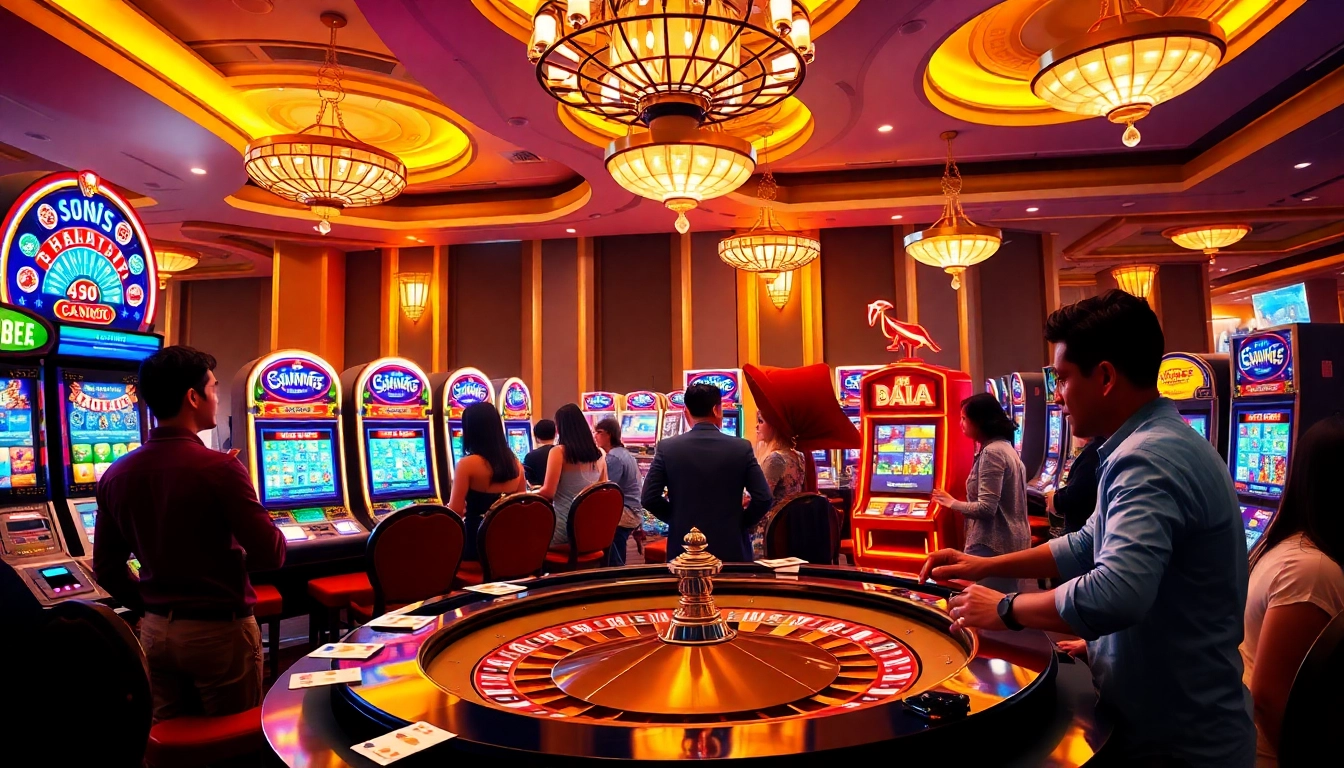 Mengajak pemain merasakan aksi seru slot deposit pulsa di kasino yang hidup, menampilkan kegembiraan dan kemewahan.