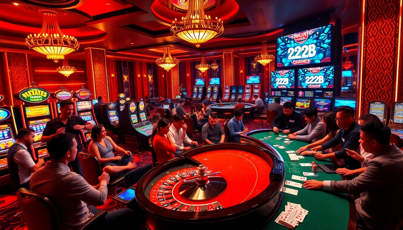 Players engaging at the casino tables of 222BD, showcasing excitement in gambling.