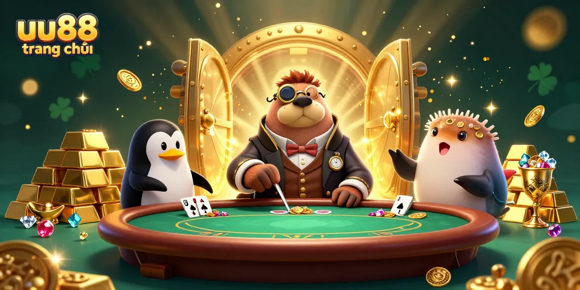Experience uu88 trang chủ at an underwater poker game with a unique walrus character.