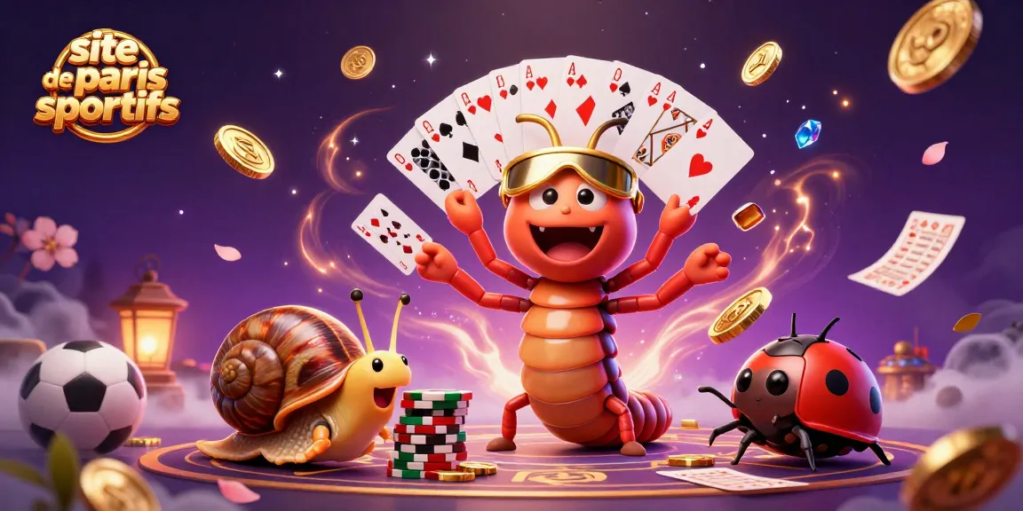 Visuel dynamique illustrant le site de paris sportifs, avec une ambiance de casino et des éléments de pari