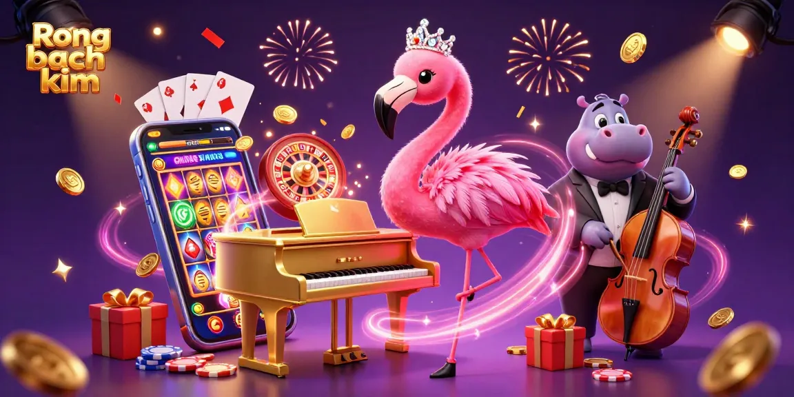 Engage in Rong bach kim strategies with dynamic 3D illustration of casino elements and characters.